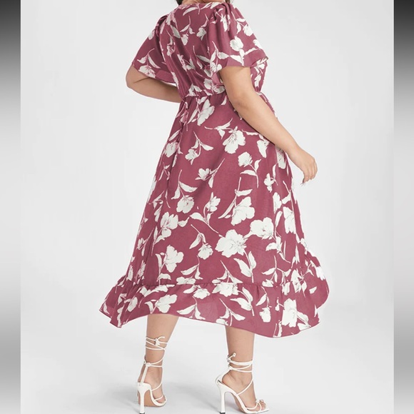 Floral Ruffle Knot Side Wrap Dress - Picture 2 of 3